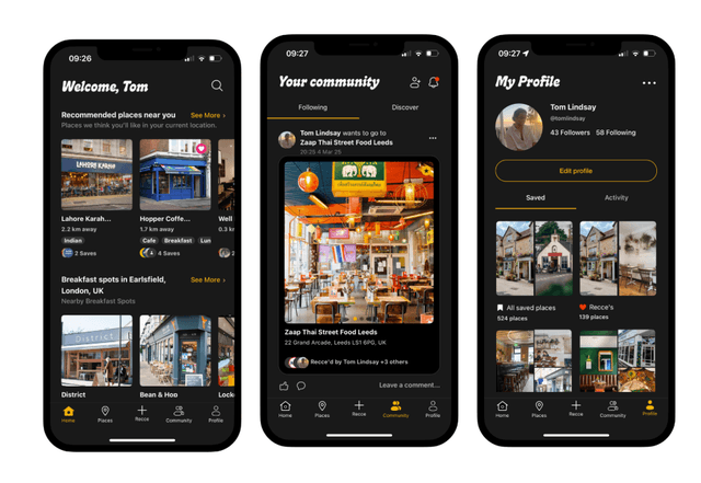 OnlyScrans — three iOS screens